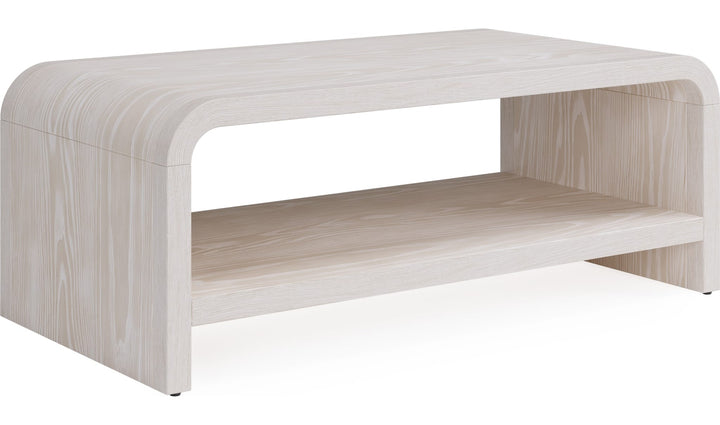 Drake Ash Wood Coffee Table in Sugar — product view on a white background