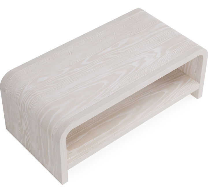 Drake Ash Wood Coffee Table in Sugar — product view on a white background