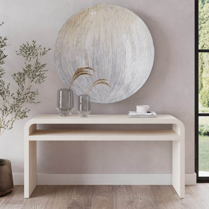 Drake Ash Wood Console Table in Sugar — lifestyle photo