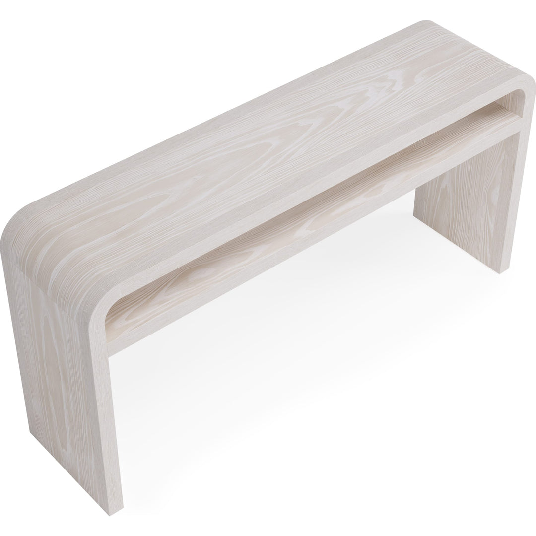 Drake Ash Wood Console Table in Sugar — product view on a white background