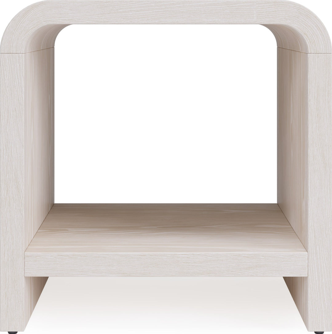 Drake Ash Wood Side Table in Sugar — lifestyle photo
