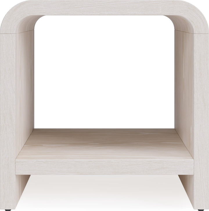 Drake Ash Wood Side Table in Sugar — lifestyle photo