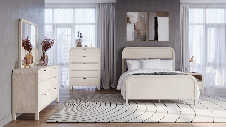 Drake Five Drawer Chest in Sugar — in a bedroom setting