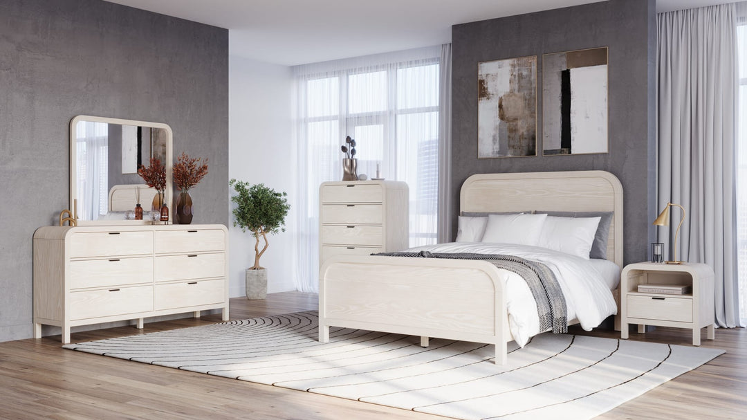 Drake Five Drawer Chest in Sugar — in a bedroom setting