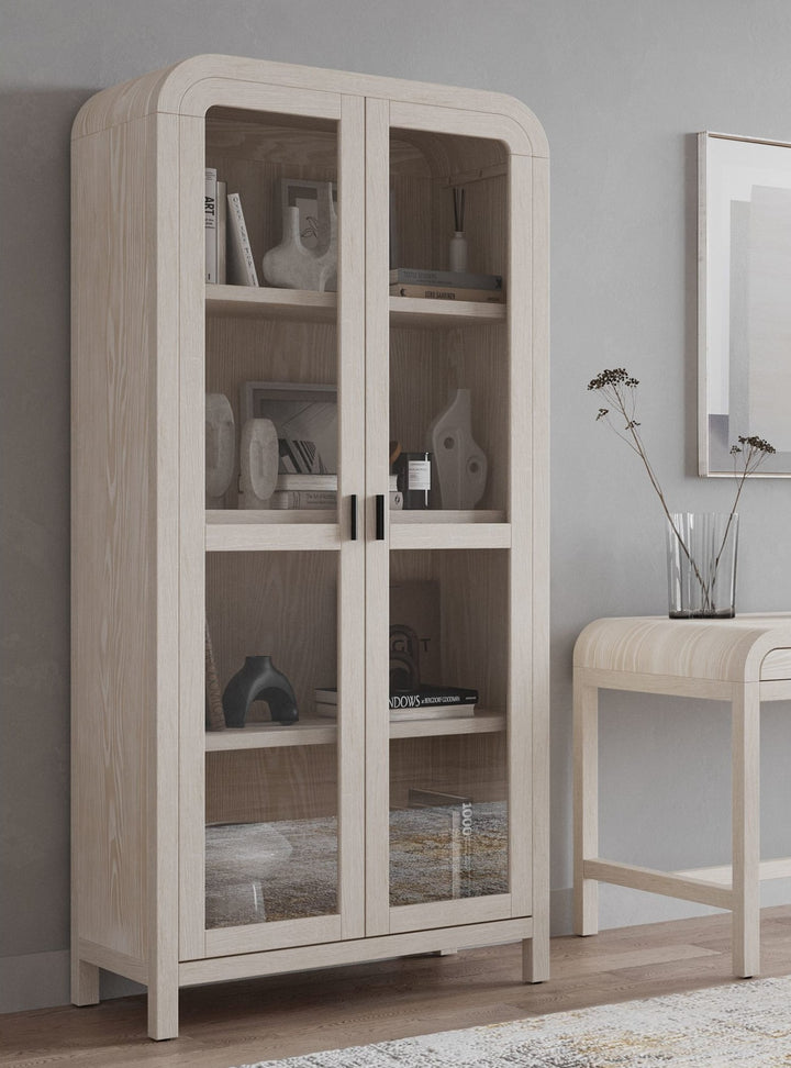 Drake Glass Door Bookcase in Sugar — lifestyle photo