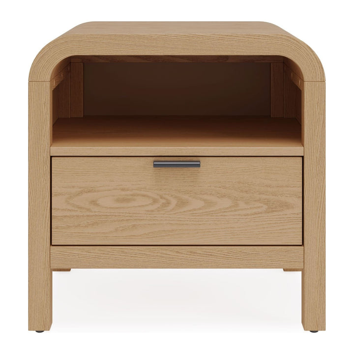 Drake One Drawer One Shelf USB-Charging Nightstand by Modus in Timber — on a white background