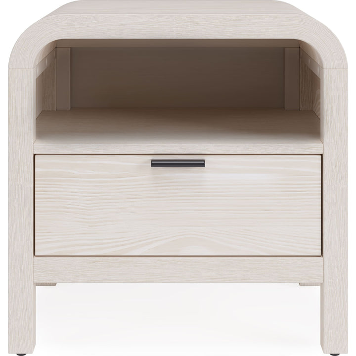 Drake One Drawer One Shelf USB-Charging Nightstand in Sugar — on a white background