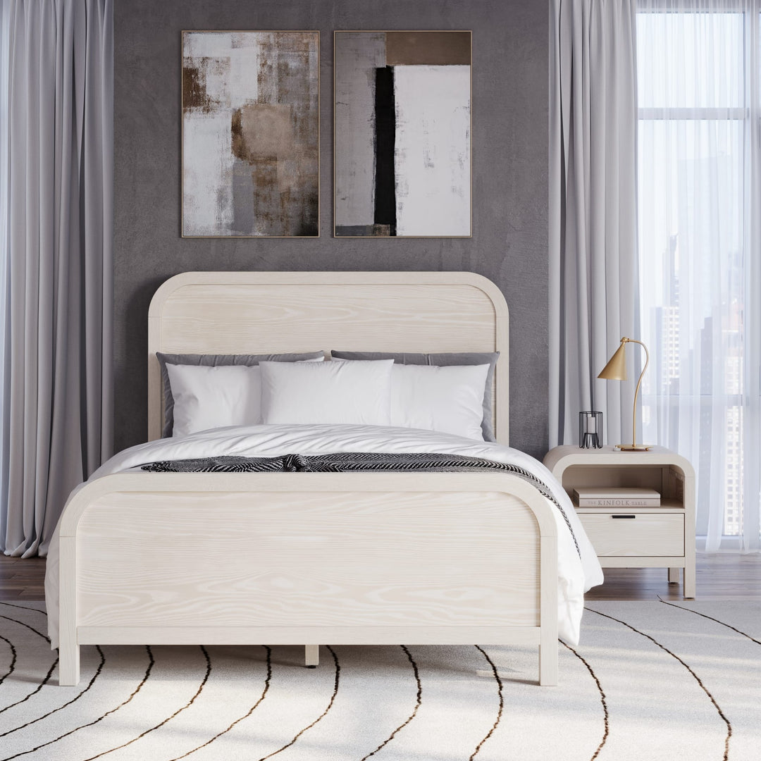 Drake One Drawer One Shelf USB-Charging Nightstand in Sugar — in a bedroom setting