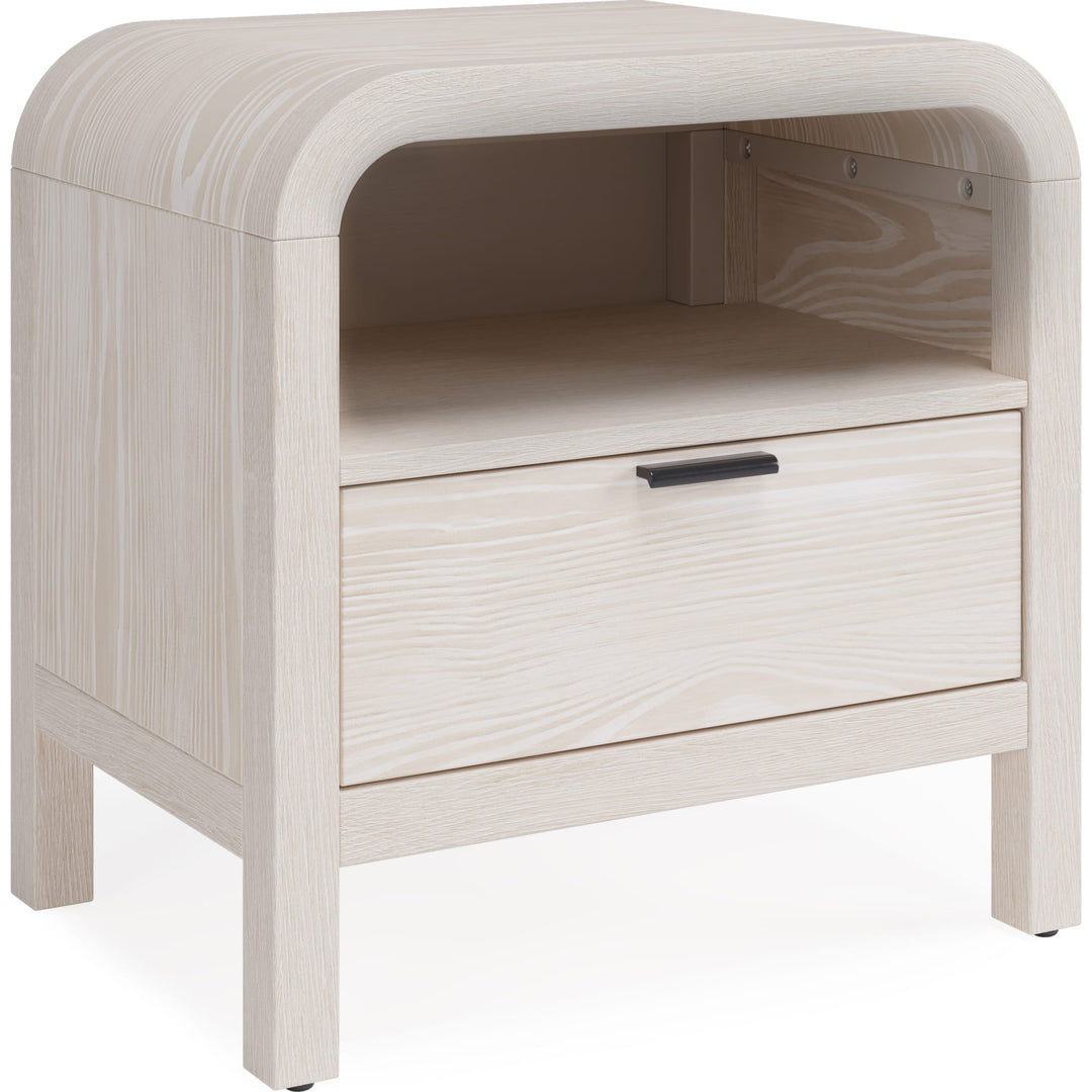 Drake One Drawer One Shelf USB-Charging Nightstand in Sugar — on a white background