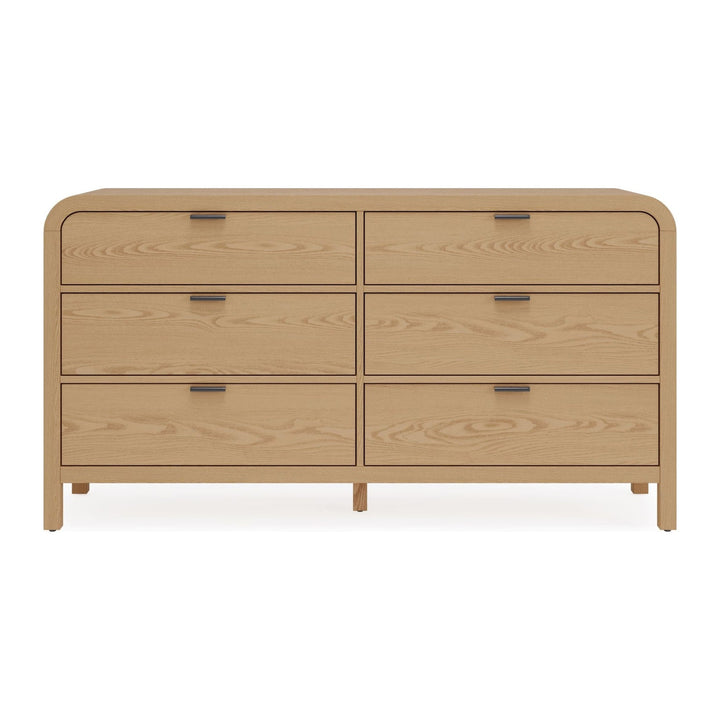 Drake Six Drawer Dresser by Modus in Timber — on a white background
