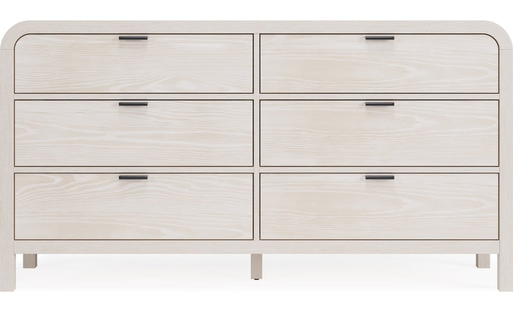 Drake Six Drawer Dresser in Sugar — on a white background