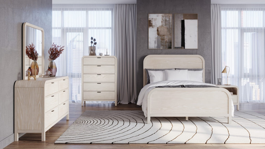 Drake Six Drawer Dresser in Sugar — in a bedroom setting
