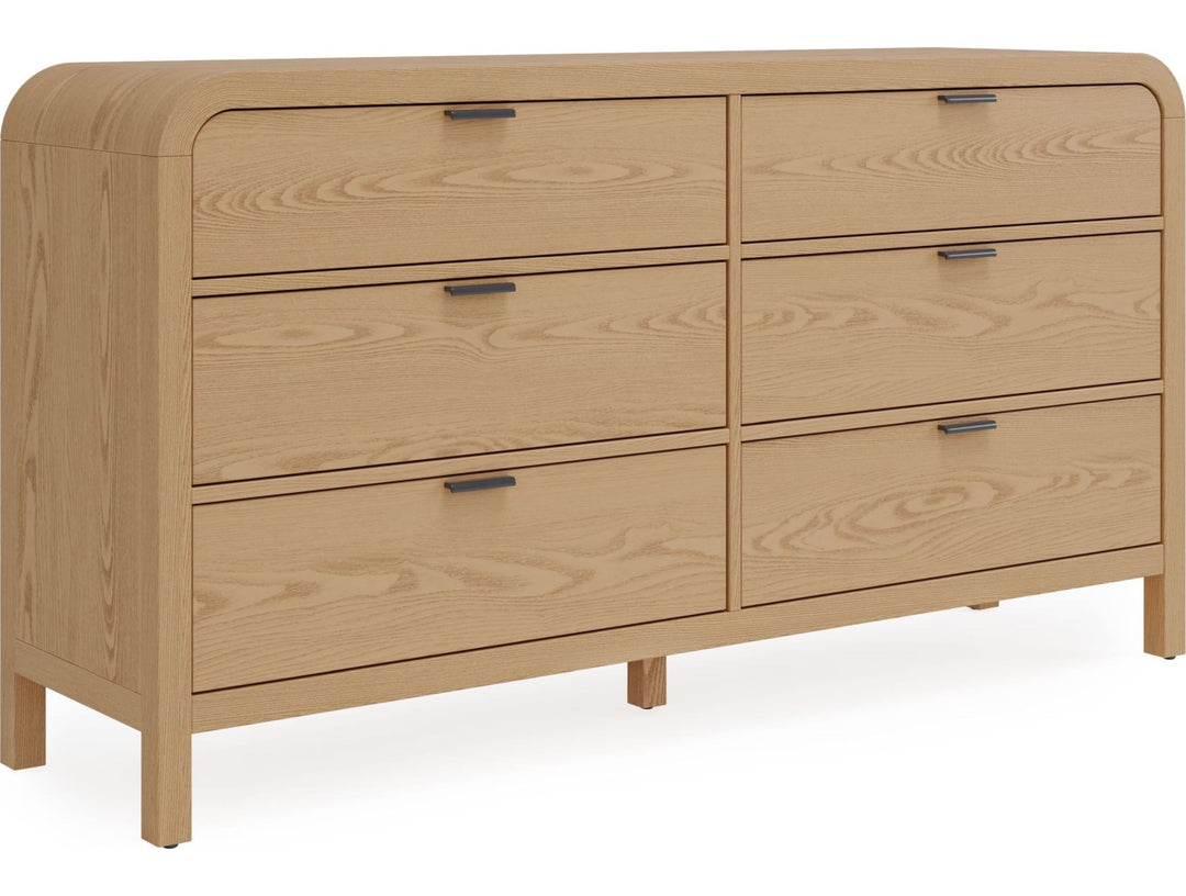 Drake Six Drawer Dresser in Timber — on a white background