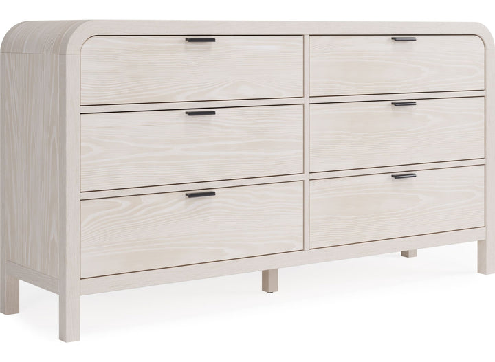 Drake Six Drawer Dresser in Sugar — on a white background