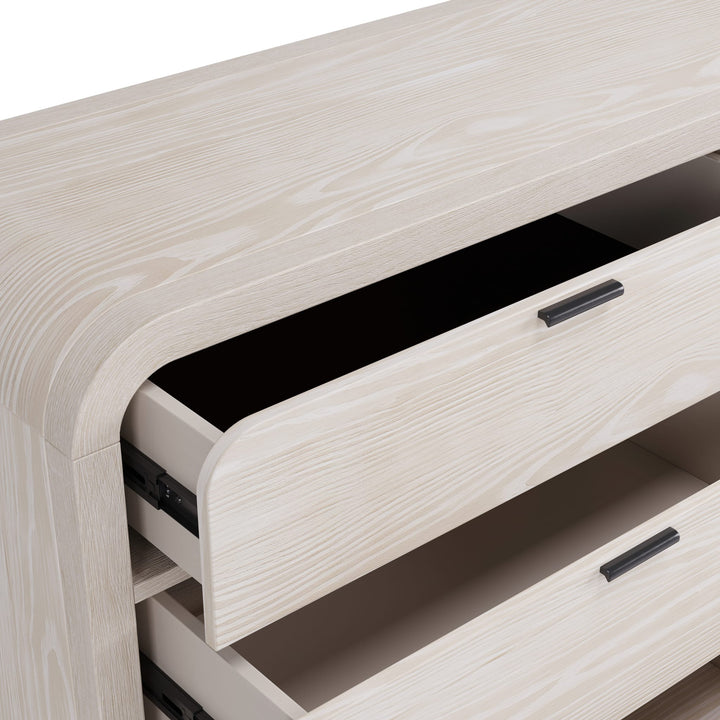 Drake Six Drawer Dresser in Sugar — with drawers open