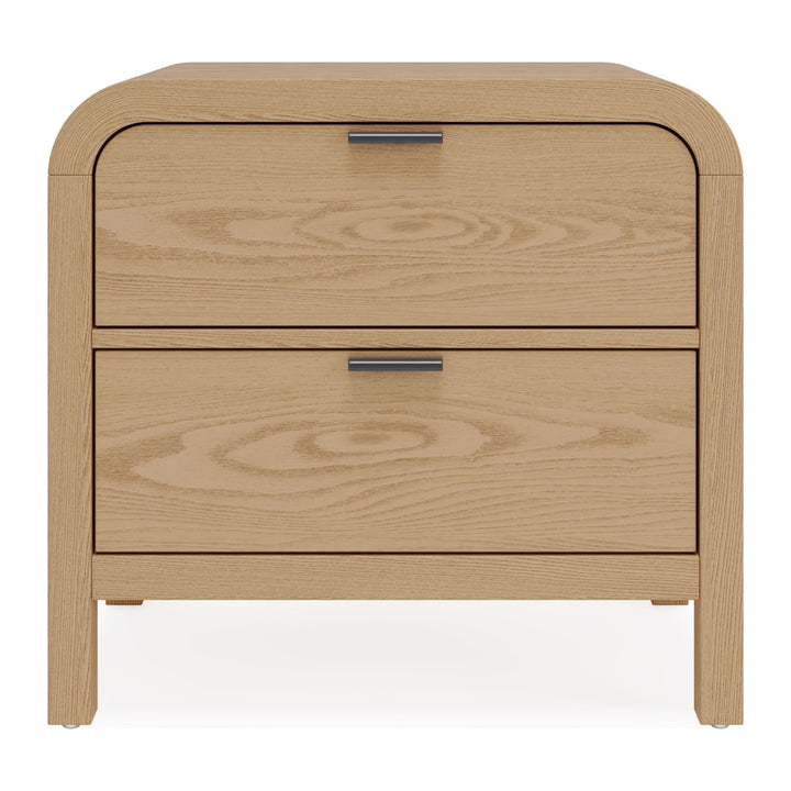 Drake Two Drawer USB-Charging Nightstand by Modus in Timber — on a white background