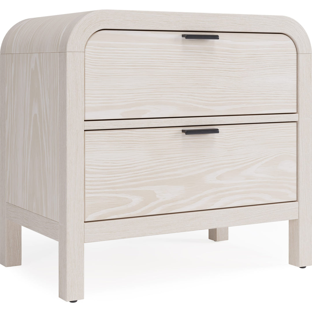 Drake Two Drawer USB-Charging Nightstand in Sugar — on a white background
