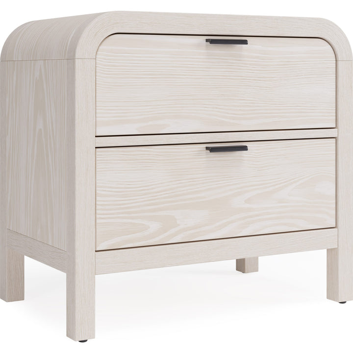 Drake Two Drawer USB-Charging Nightstand in Sugar — on a white background