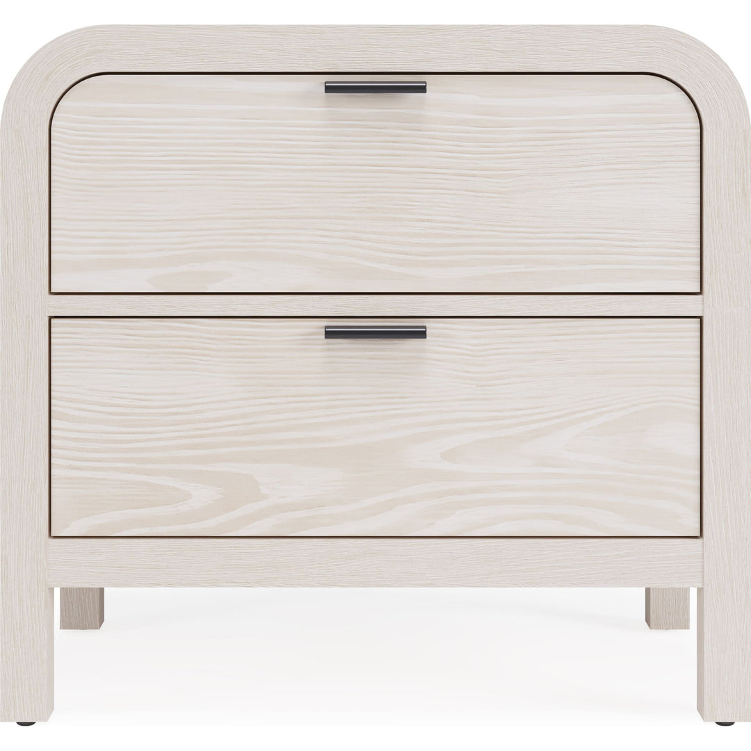 Drake Two Drawer USB-Charging Nightstand in Sugar — on a white background