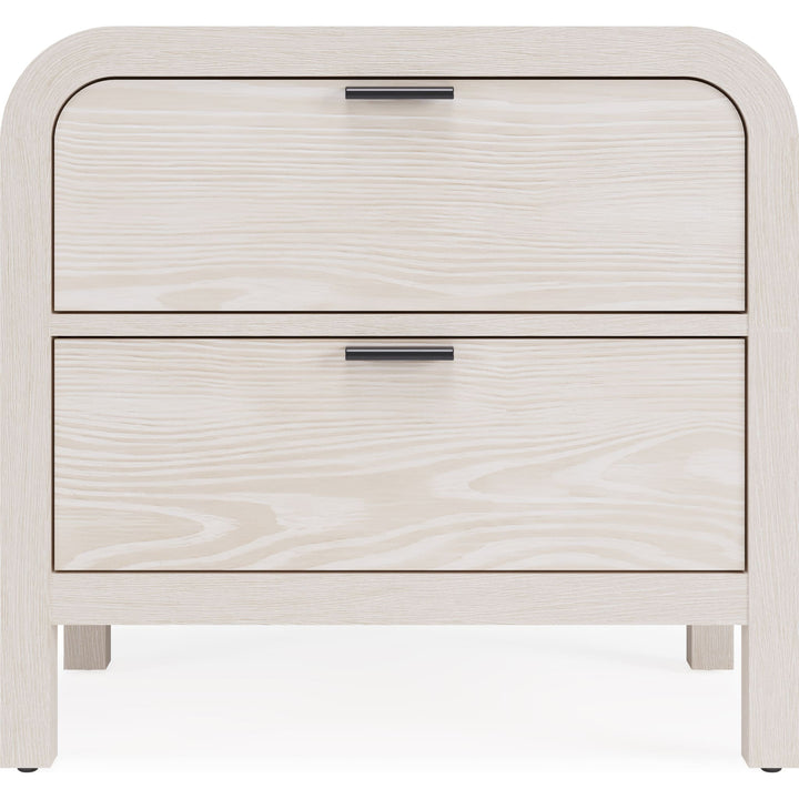 Drake Two Drawer USB-Charging Nightstand in Sugar — on a white background