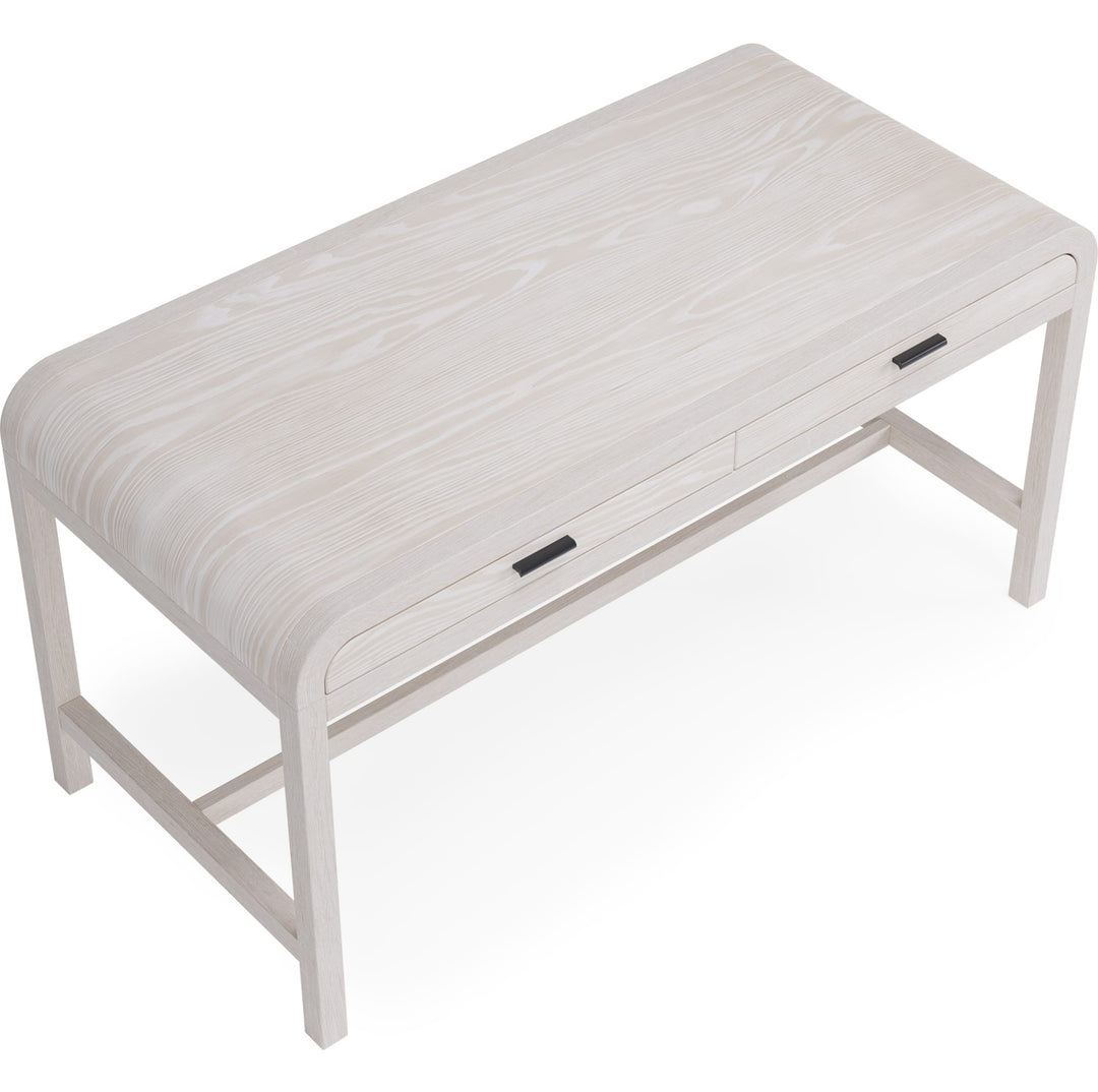 Drake Two Drawer Writing Desk in Sugar — product view on a white background