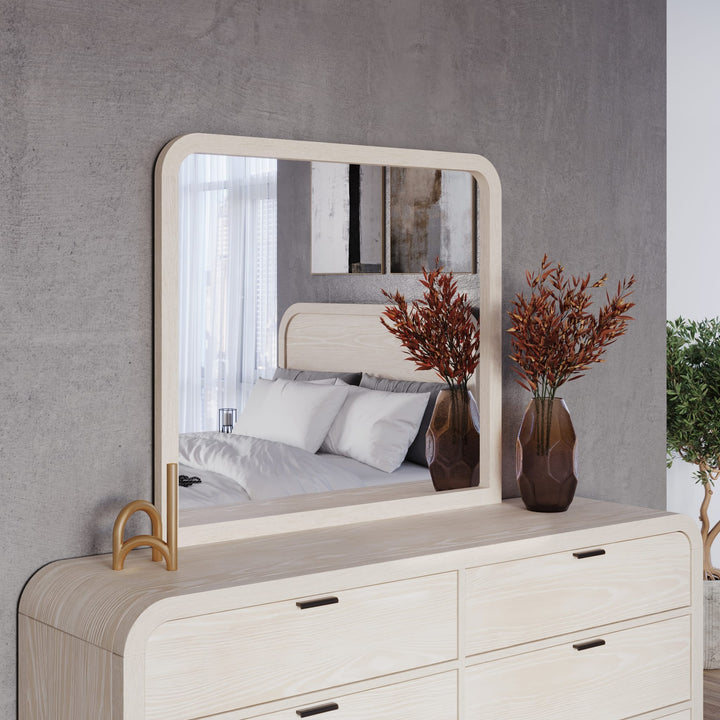 Drake Wall or Dresser Mirror in Sugar — styled on the matching dresser (sold separately)