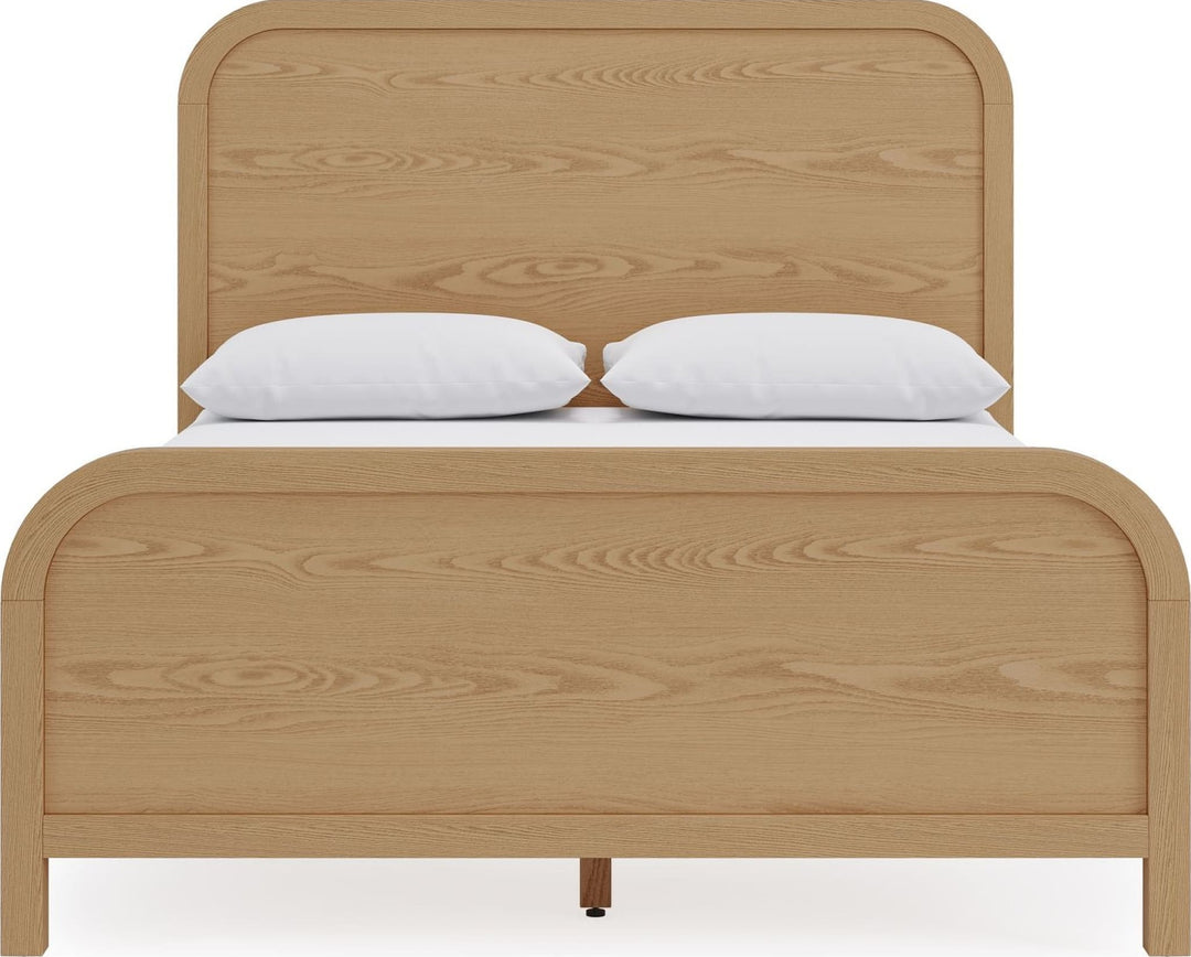 Drake Wood Platform Bed in Timber — white background, front view