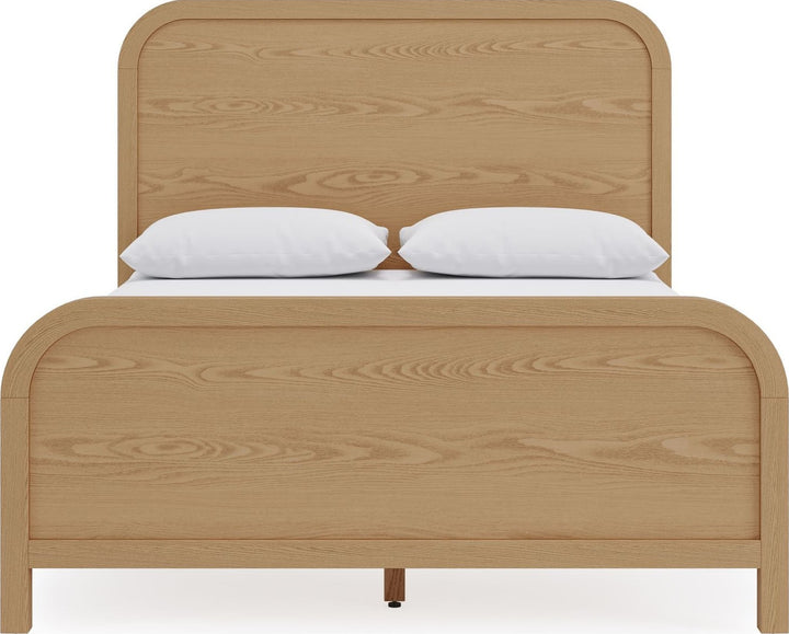 Drake Wood Platform Bed in Timber — white background, front view