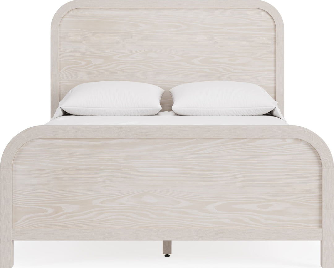 Drake Wood Platform Bed in Sugar — white background, front view