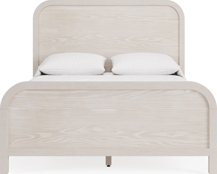 Drake Wood Platform Bed in Sugar — white background, front view