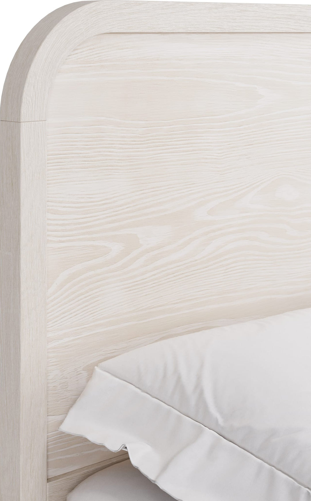Drake Wood Platform Bed in Sugar — close-up of the headboard