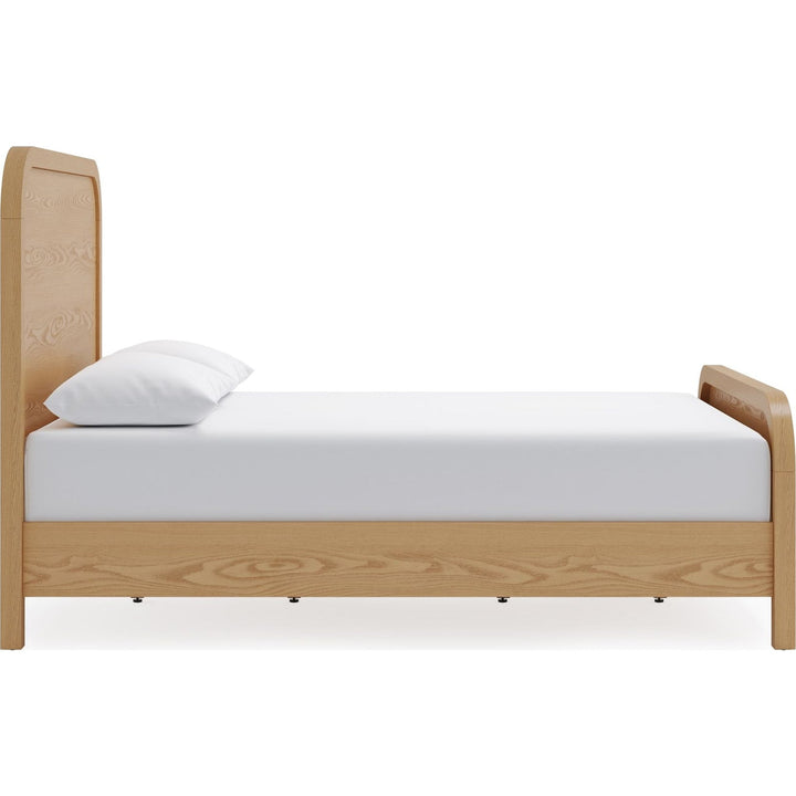 Drake Wood Platform Bed in Timber — white background, side profile