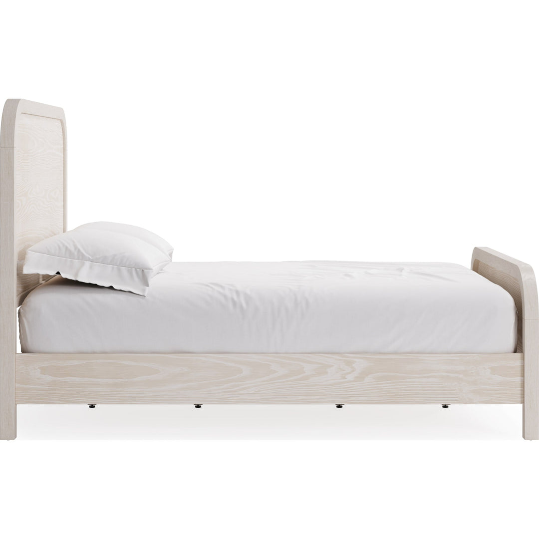 Drake Wood Platform Bed in Sugar — white background, side profile