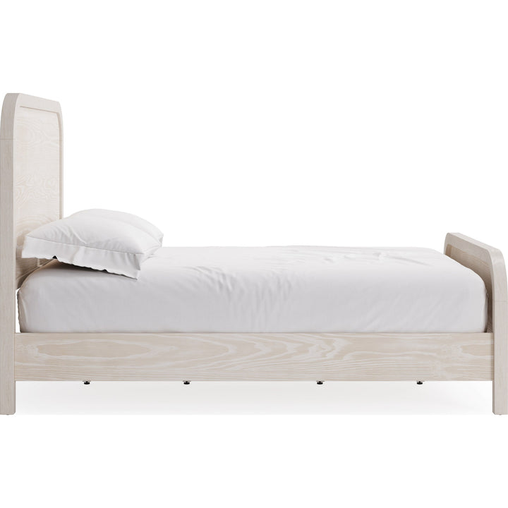 Drake Wood Platform Bed in Sugar — white background, side profile