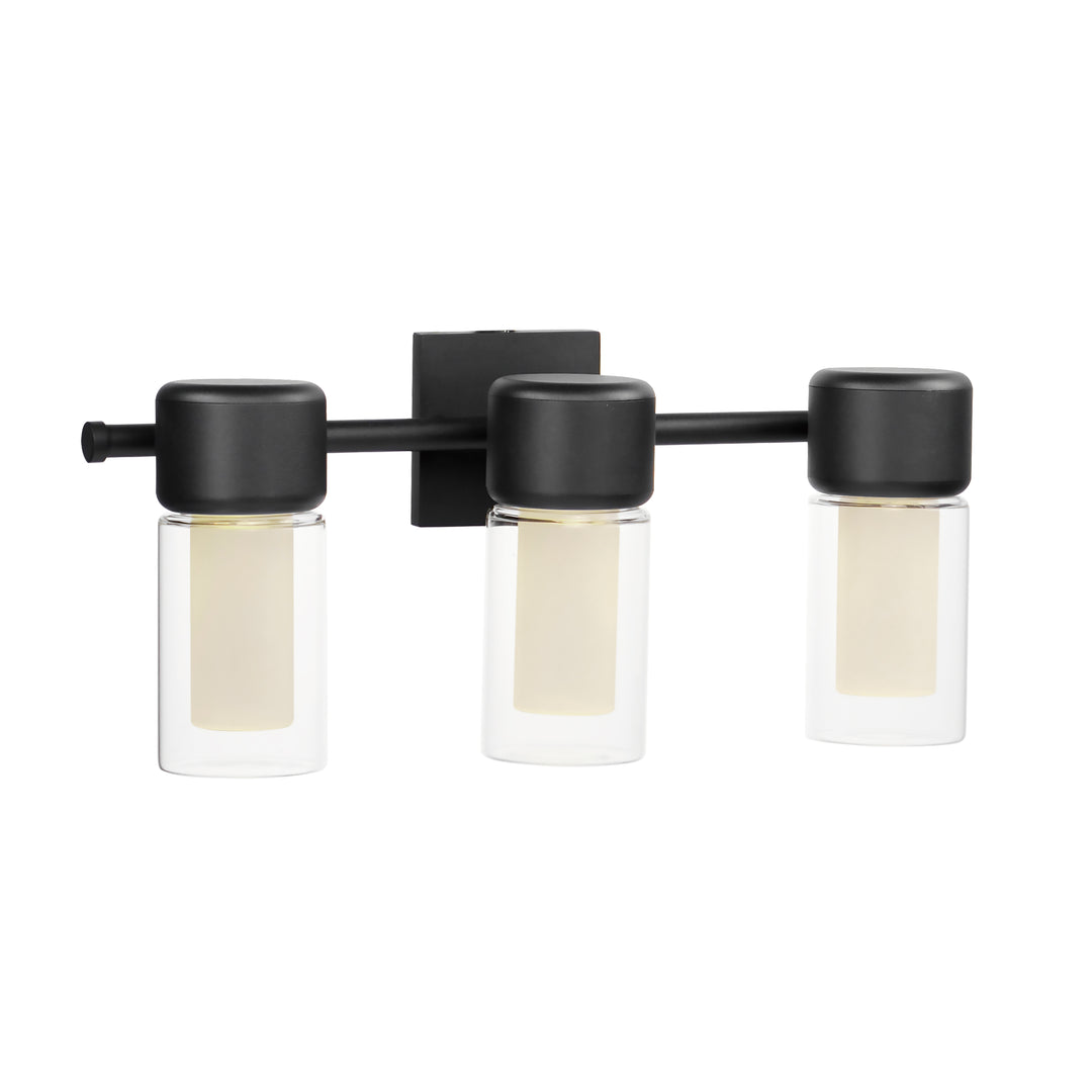 Dram 3-Light LED Bath Sconce by ET2 Lighting in Black, front view