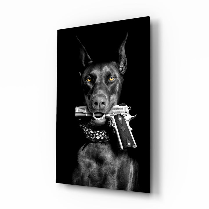 Cinematic-portrait panel bringing noir glow to a media room
