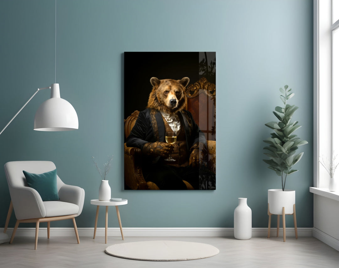 Gentleman Bear panel adding editorial drama to a hallway