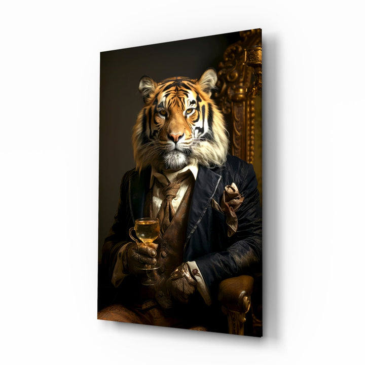 Vintage-portrait panel bringing dapper glow to a study