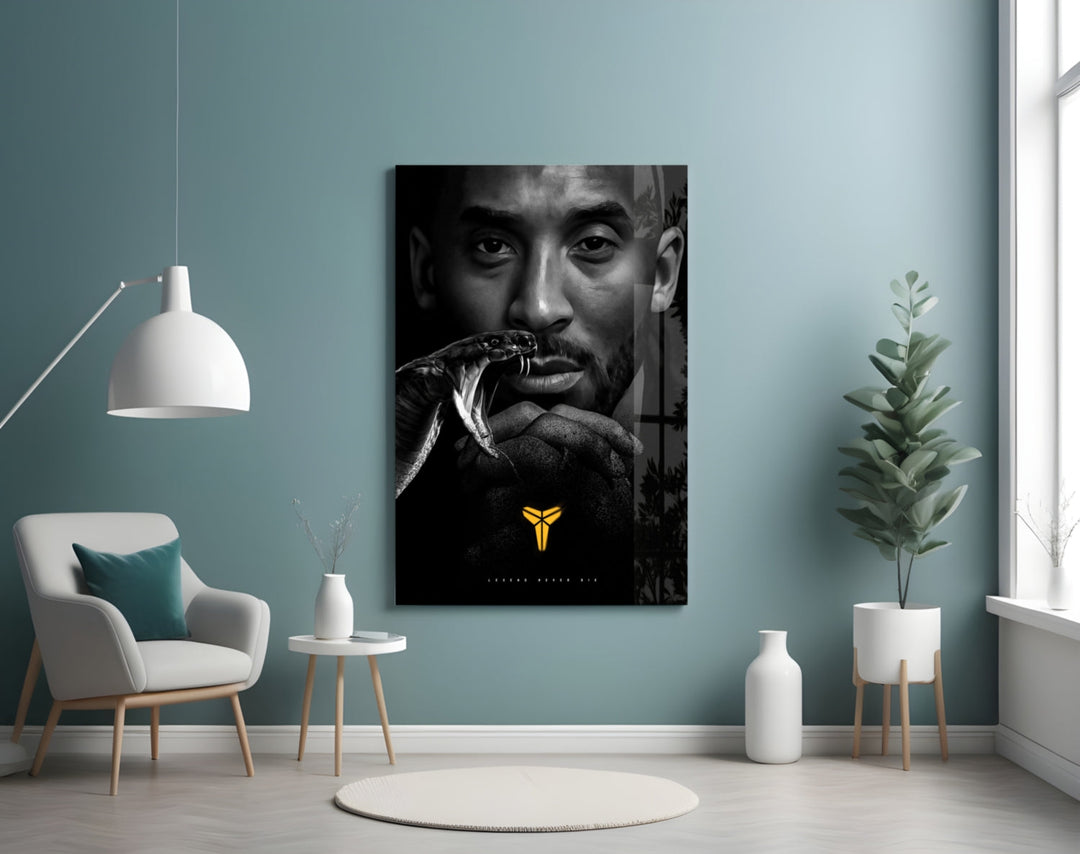 Kobe Bryant panel adding editorial drama to a hallway