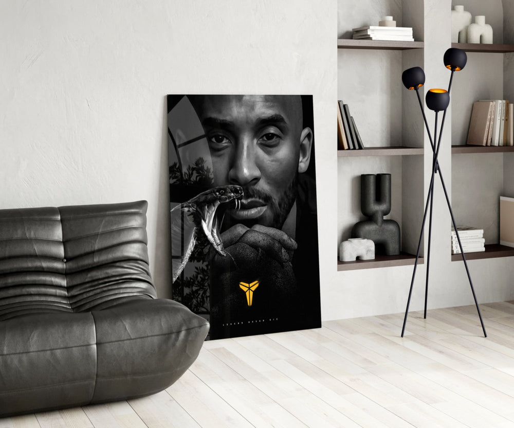 Kobe Bryant glass print enhancing a den with basketball firepower