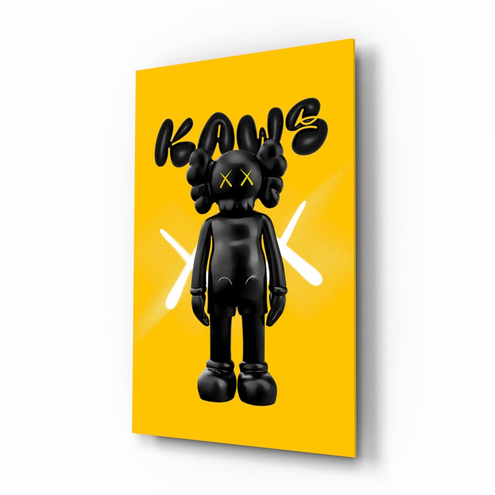 Pop-art-toy panel bringing canary glow to a designer studio