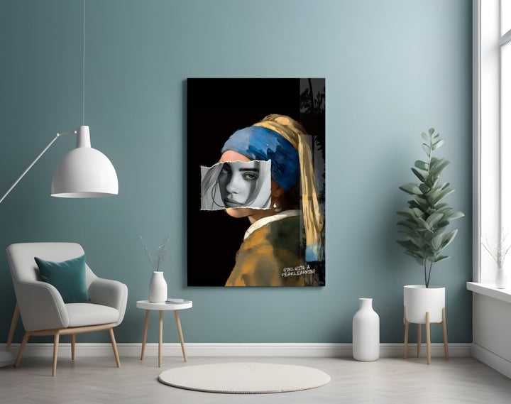 Contemporary Girl with a Pearl Earring panel adding editorial flair to a hallway