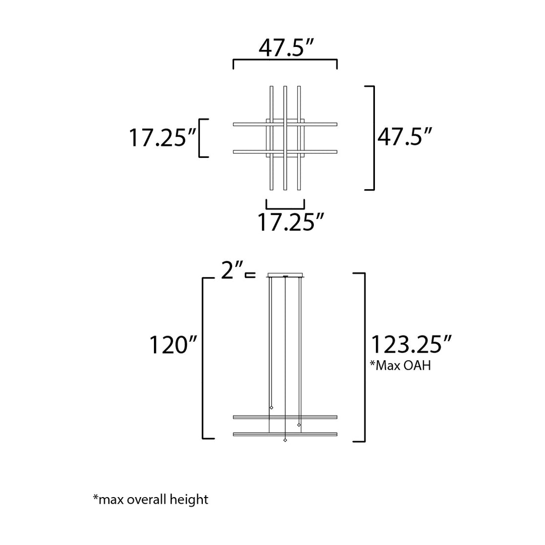 Hover LED 5-Light Pendant by Studio M Lighting – line drawing