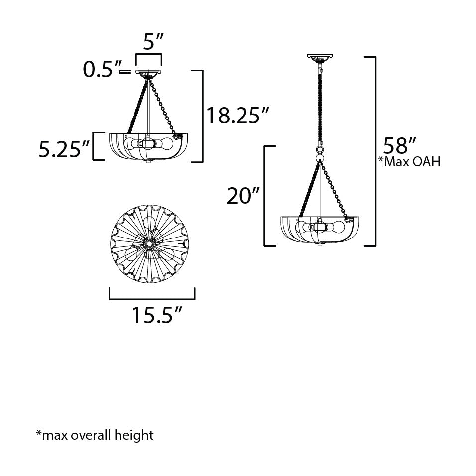 Bundt 15 Pendant / Semi-Flush Mount by Studio M Lighting – line drawing