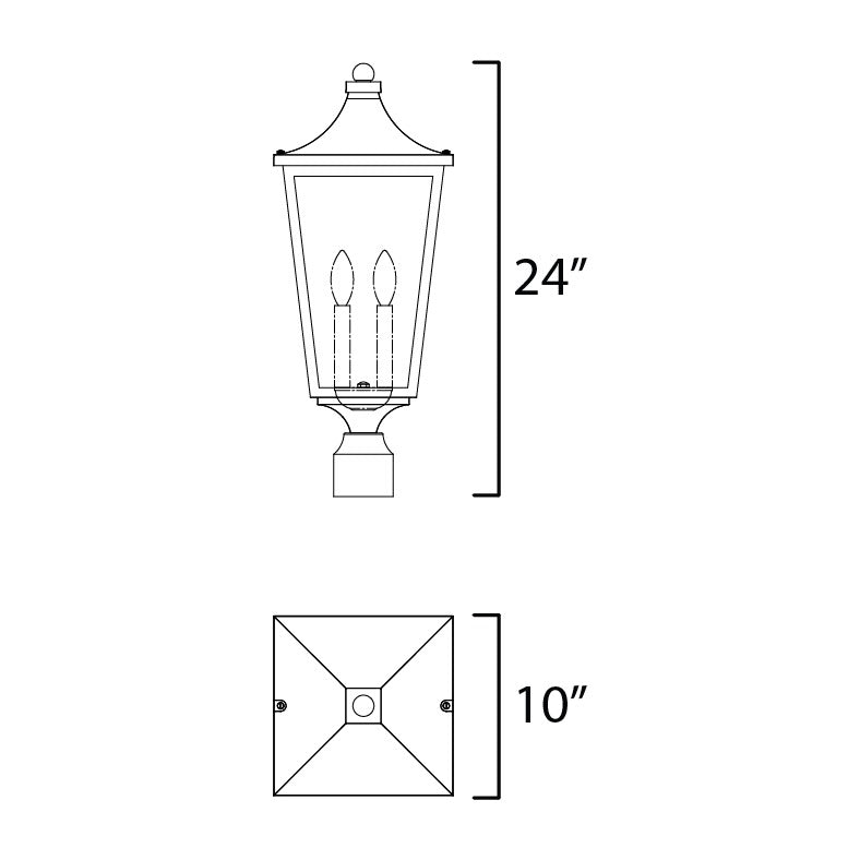 Sutton Place VX 2-Light Outdoor Post Lantern by Studio M Lighting – line drawing