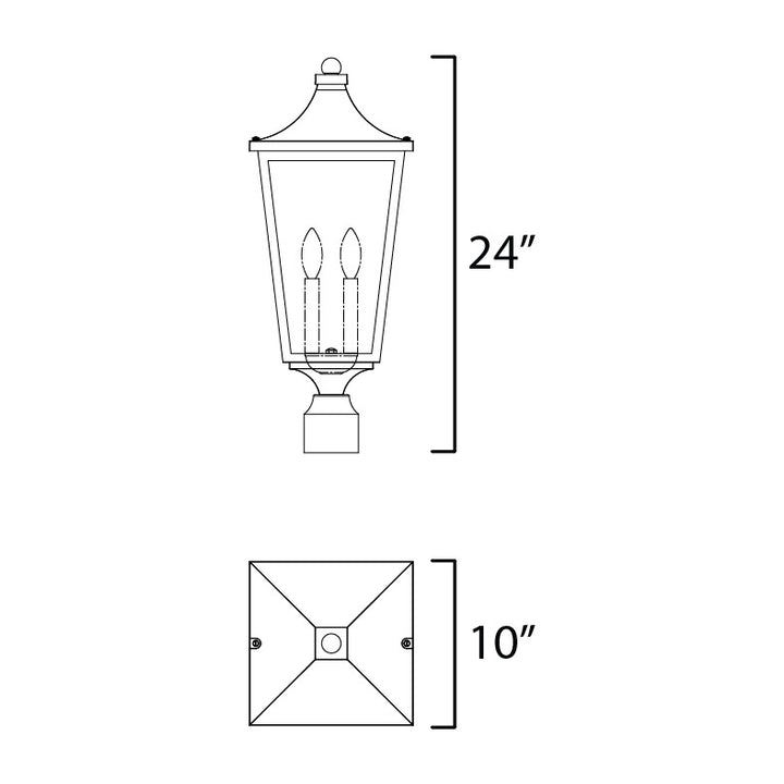 Sutton Place VX 2-Light Outdoor Post Lantern by Studio M Lighting – line drawing