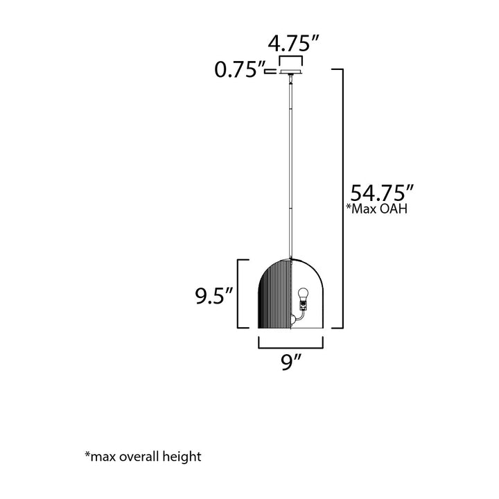 Dune 1-Light Pendant by Studio M Lighting – line drawing