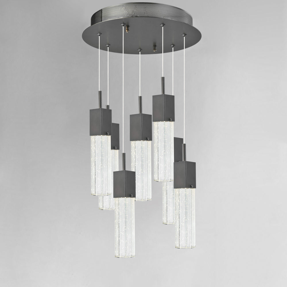 Fizz III 7-Light LED Pendant by ET2 Lighting, styled view 1