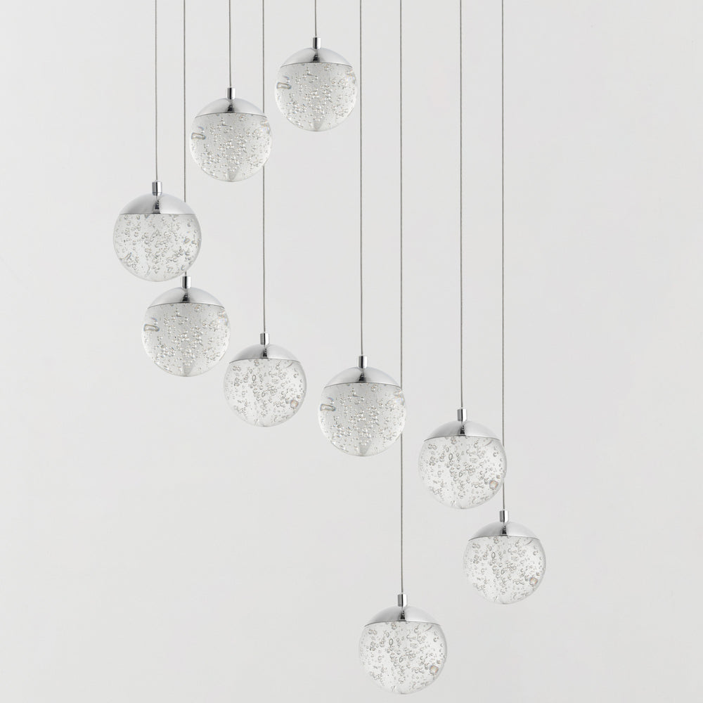 Orb II 9-Light LED Pendant by ET2 Lighting, styled view 1
