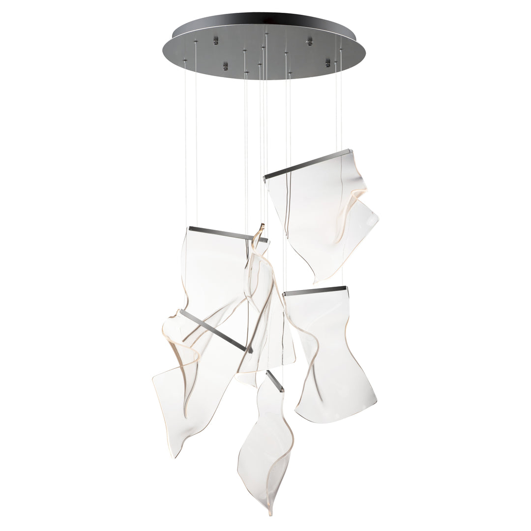 Rinkle 6-Light LED Multi Pendant by ET2 Lighting in Brushed Gunmetal, front view